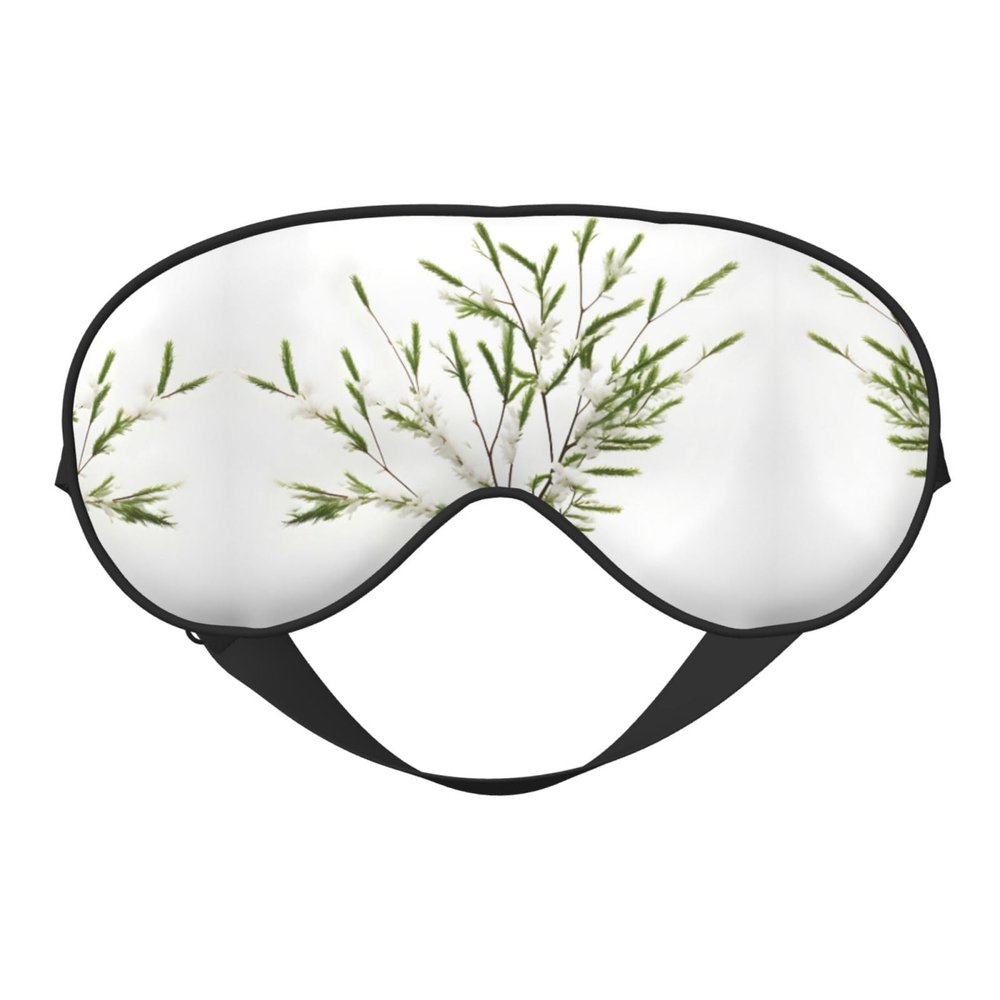 SSIMOO White Natural Plant Green Twig (1) Soft Sleep Eye Mask,Female Breathable Eye Patch,Perfect for Travel and Relaxation, Black