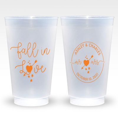 25pcs Personalized Frosted Plastic Cups, Custom Name Fall Wedding Frosted Cups, Personalized Fall Wedding Plastic Cup, Drinking Cup for Weddings Birthday
