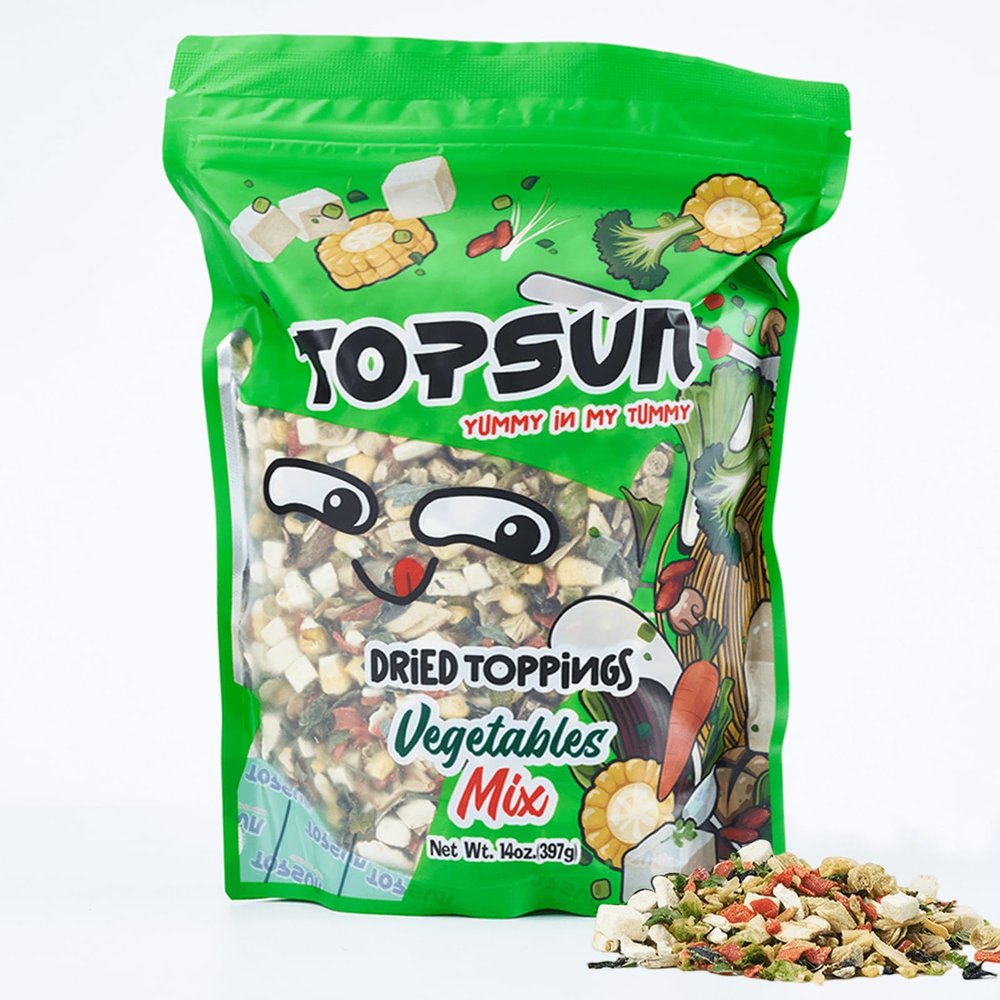 Dried Ramen Toppings Vegetable Mix 14oz, 12 Veggie Blend with Added Superfood Goji, Dehydrated Vegetables Flakes for Ramen Noodles, Gluten-Free, No MSG & Non-GMO