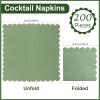 200 Pieces Cocktail Napkin, Sublaga 2-Ply Scalloped Edged Dessert Napkins Folded 5 x 5 Inches Disposable Gradient Color Paper Napkins for Dinner Wedding Birthday Baby Shower Party, Green view 2