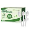 [1000 Count] Compostable Spoons Disposable Spoon Bulk Biodegradable Silverware Bulk Compostable No Plastic Utensils Heavy Duty Disposable Silverware Heat Resistant Cutlery for Party Daily Serving view 1