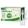 [1000 Count] Compostable Forks Disposable Forks Bulk Biodegradable Silverware Bulk Compostable No Plastic Utensils Heavy Duty Disposable Silverware Heat Resistant Cutlery for Party Daily Serving view 1
