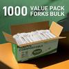 [1000 Count] Compostable Forks Disposable Forks Bulk Biodegradable Silverware Bulk Compostable No Plastic Utensils Heavy Duty Disposable Silverware Heat Resistant Cutlery for Party Daily Serving view 3