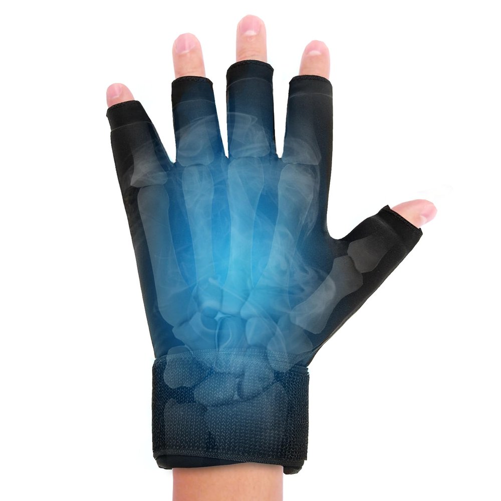 Finger Arthritis Compression Hand Ice Pack Gloves for Pain Relief, Adjustable Wrist Ice Pack for Hot & Cold Therapies, Reusable Gel Finger Ice Glove Sleeve for Tendinitis, Carpal Tunnel