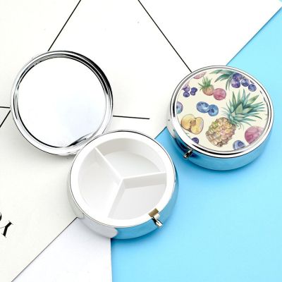 Pill Box Pill Case for Woman Weekly Pill Organizer with 3 Compartments Fruit and Pineapple Small Pillbox Pill Container Portable Vitamin Holder Boxes for Travel Medicine Organizer