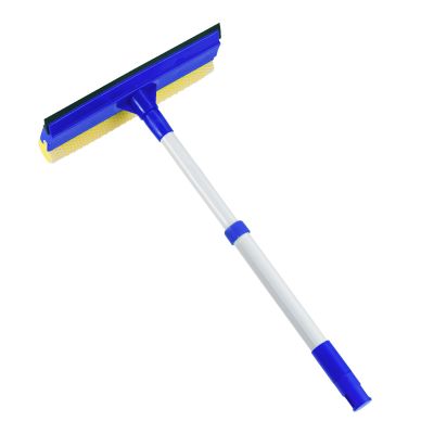 15.9" Window Squeegee for Car,2 in 1 Squeegee Window Cleaner with Long Stainless Steel Handle,Sponge Car Window Squeegee for Gas Station, Glass,Shower (Iron Pole)