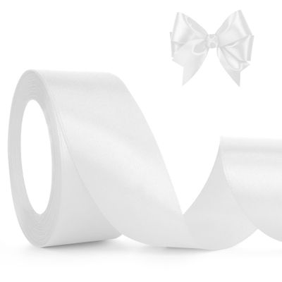 1.5" Wide White Ribbon for Gift Wrapping Christmas White Ribbon for Flower Bouquet 25 Yards White Satin Ribbon Bouquet Ribbon Flower Ribbon Satin Ribbon Silk Ribbon Balloon Ribbon String Bouquet