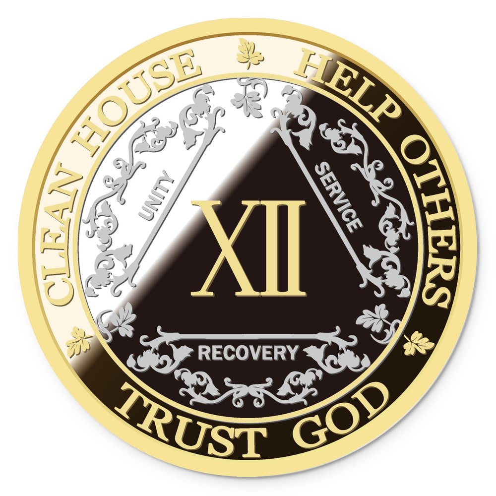 AA Sobriety Coin Exquisite AA Anniversary Coins, Medallions & Chips The Perfect Sober Gift for AA Recovery and Clean Milestones (Twelve Years)