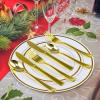 Pre Rolled Gold Plastic Silverware with Napkins, 30Pack Red Wrapped Cutlery with Napkin, Heavy Duty Red Prerolled Plastic Silverware, Rolled Cutlery with Christmas Napkins for Holiday view 4