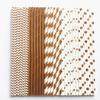 100 pcs Metallic Foil Paper Straws, Rose Gold Silver Red Pink Blue Green Stripe Dot Star Heart Wave Solid Rainbow Drinking Straws, Party Cocktail Beverage Cake Pop Sticks (Rose Gold Foil) view 3