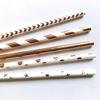 100 pcs Metallic Foil Paper Straws, Rose Gold Silver Red Pink Blue Green Stripe Dot Star Heart Wave Solid Rainbow Drinking Straws, Party Cocktail Beverage Cake Pop Sticks (Rose Gold Foil) view 4