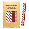 100 pcs Metallic Foil Paper Straws, Rose Gold Silver Red Pink Blue Green Stripe Dot Star Heart Wave Solid Rainbow Drinking Straws, Party Cocktail Beverage Cake Pop Sticks (Red Foil) view 1