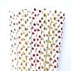 100 pcs Metallic Foil Paper Straws, Rose Gold Silver Red Pink Blue Green Stripe Dot Star Heart Wave Solid Rainbow Drinking Straws, Party Cocktail Beverage Cake Pop Sticks (Metallic Foil Heart) view 2