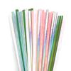 100 pcs Metallic Foil Paper Straws, Rose Gold Silver Red Pink Blue Green Stripe Dot Star Heart Wave Solid Rainbow Drinking Straws, Party Cocktail Beverage Cake Pop Sticks (Iridescent) view 2