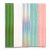 100 pcs Metallic Foil Paper Straws, Rose Gold Silver Red Pink Blue Green Stripe Dot Star Heart Wave Solid Rainbow Drinking Straws, Party Cocktail Beverage Cake Pop Sticks (Iridescent) view 3