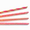 100 pcs Metallic Foil Paper Straws, Rose Gold Silver Red Pink Blue Green Stripe Dot Star Heart Wave Solid Rainbow Drinking Straws, Party Cocktail Beverage Cake Pop Sticks (Red Gold Foil) view 4