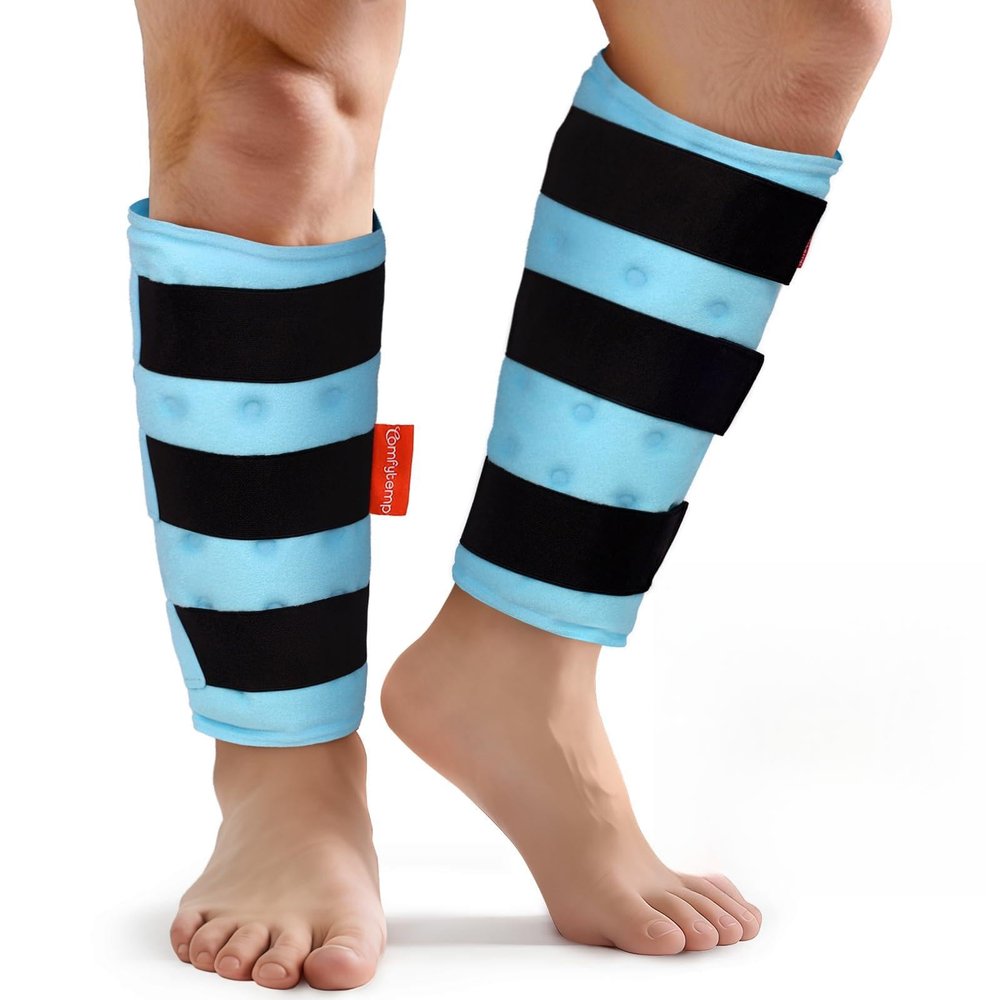 Comfytemp Extra Large Calf Shin Splint Ice Packs for Injury Reusable Gel, FSA Eligible HSA, Knee Cold Pack, Hot Cold Compress Sleeve for Swelling, Tendonitis, Elbow, Leg, After Surgery Gift, 2 Pcs