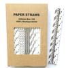 100 pcs Metallic Foil Paper Straws, Rose Gold Silver Red Pink Blue Green Stripe Dot Star Heart Wave Solid Rainbow Drinking Straws, Party Cocktail Beverage Cake Pop Sticks (Silver Foil) view 1
