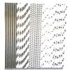 100 pcs Metallic Foil Paper Straws, Rose Gold Silver Red Pink Blue Green Stripe Dot Star Heart Wave Solid Rainbow Drinking Straws, Party Cocktail Beverage Cake Pop Sticks (Silver Foil) view 3