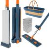 Abizarch Mop and Foldable Bucket Set 360 Rotating Microfiber Mop Hands-Free Flat Floor Mop with Dewatering Scraper and 7 Mop Pads Dry and Wet Dust Mop Collapsible Bucket and Cleaning Mop Kit view 2