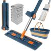 Abizarch Mop and Foldable Bucket Set 360 Rotating Microfiber Mop Hands-Free Flat Floor Mop with Dewatering Scraper and 7 Mop Pads Dry and Wet Dust Mop Collapsible Bucket and Cleaning Mop Kit view 4