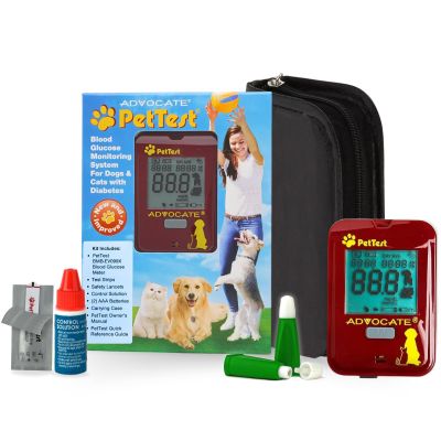 PetTest Beginner Glucose Monitoring Kit for Dogs & Cats, Diabetic Pet Blood Sugar Check Gear, Includes Classic Meter, 25 Test Strips, 25 Safety Lancets, Soft Carrying Case, and More