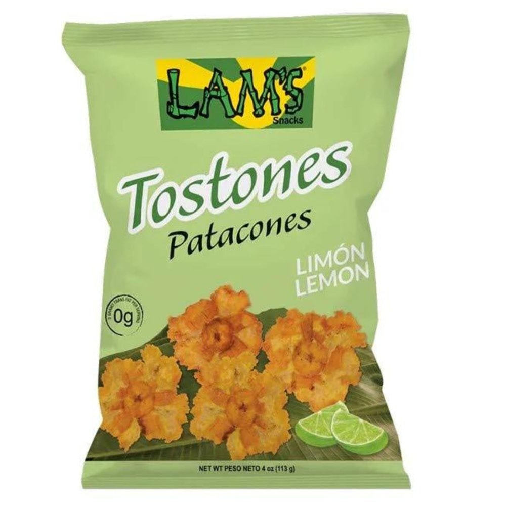 Lam's Tostones Lemon, No Trans Fat, Gluten Free, 4 oz, Smashed Plantain Chunks, Thin and Crispy (Pack of 1, Lemon)