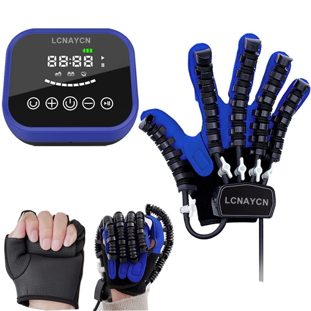 Hand Rehabilitation Robot Gloves,Stroke Hemiplegia Recovery Equipment,with USB Chargeable and Strength Adjustment(Left Hand-XL)
