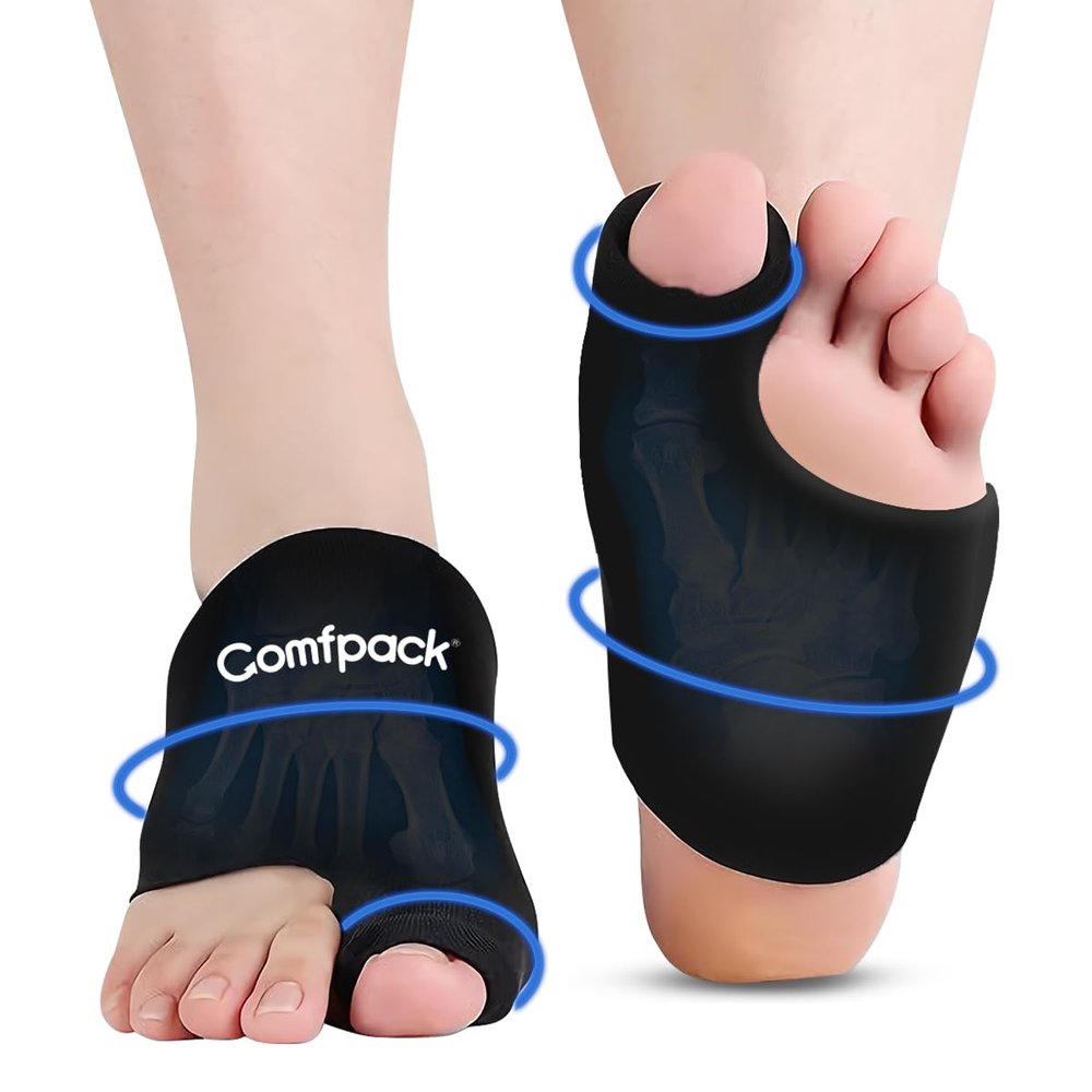 Comfpack Foot Ice Packs Toe Wrap for Bunion, Plantar Fasciitis, Hallux Valgus, Gout, Swelling & Injuries, Big Toe Brace for Arthritis, Hot Cold Compress Therapy Gel Ice Pack for Feet Recovery, 2 Packs