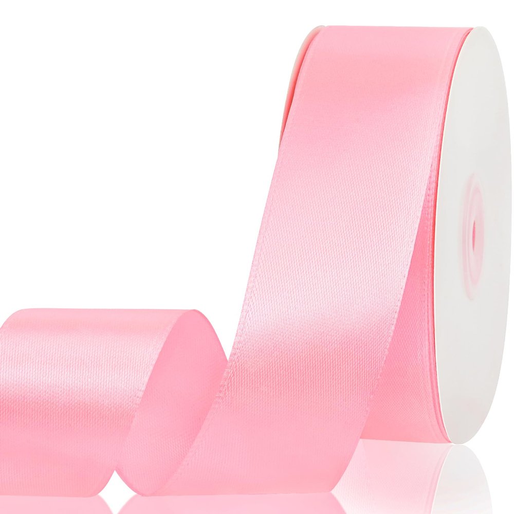 1-1/2 Inches 50 Yards Pink Satin Ribbon for Gift Wrapping,Crafts,Flower Bouquet,Balloons,Bows Making,Mothers Day,Wedding,Birthday,Baby Shower Valentine's Day Party Decoration