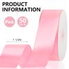 1-1/2 Inches 50 Yards Pink Satin Ribbon for Gift Wrapping,Crafts,Flower Bouquet,Balloons,Bows Making,Mothers Day,Wedding,Birthday,Baby Shower Valentine's Day Party Decoration view 2