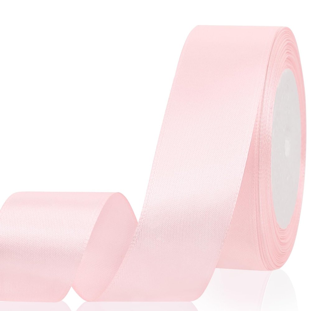 1-1/2 inch Light Pink Ribbon,25 Yards Light Pink Fabric Ribbon for Gift Wrapping,Crafts,Flower Bouquet,Bows Making,Balloons,Wedding,Birthday Party,Baby Shower Decoration