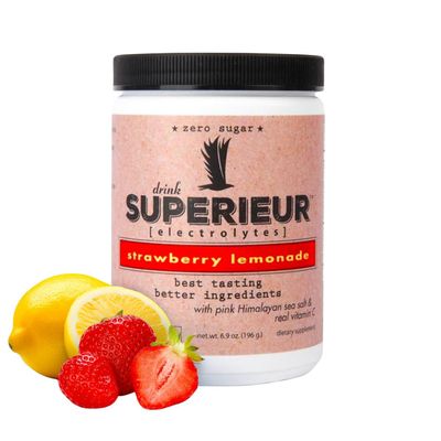 Superieur ElectrolytesPlant Based Electrolyte Supplement w/Sea Minerals for Hydration & RecoveryKeto Friendly, Non-GMO, Zero Sugar, Vegan Healthy Sports Drink PowderStrawberry Lemon(70 Serv)