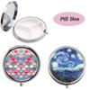 SagaSave Round Pill Box 3 Compartment Small Pill Case Cute Tablet Organizer Portable Travel Pillbox Container Holder for Purse & Pocket(Pink Blue Fish Scale Pattern) view 3
