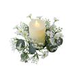 2 Pcs Artificial Daisy Candle Rings Eucalyptus Leaves Wreaths Small Boho Wreath Pillar Candle Holder for Summer Wedding Home Door Tabletop Decoration (White) view 2