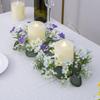 2 Pcs Artificial Daisy Candle Rings Eucalyptus Leaves Wreaths Small Boho Wreath Pillar Candle Holder for Summer Wedding Home Door Tabletop Decoration (White) view 3