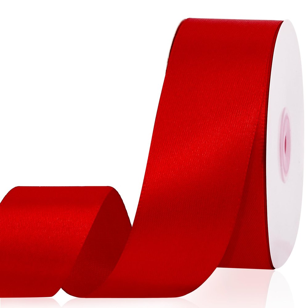 1-1/2 Inch Red Satin Ribbon,50 Yards Red Christmas Ribbon for Gift Wrapping,Xmas Tree Wedding Valentines Day Decoration,DIY Flower Bouquet Bows