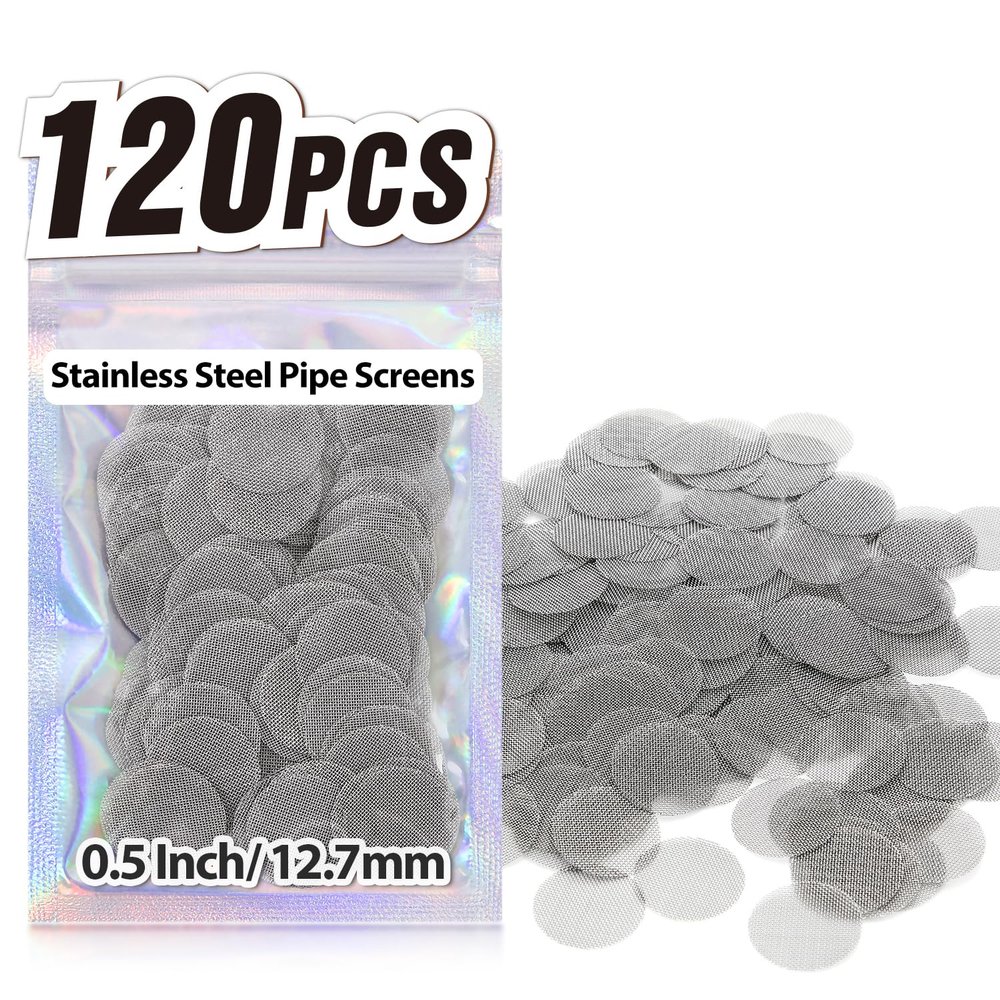 Pipe Screens 120pcs 1/2 Inch 12.7mm Stainless Steel Pipe Screen, 0.5 Inch Metal Mesh Filter Screen