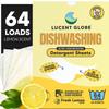 Lucent Globe Dishwasher Dishwashing Detergent Sheets, Dish Soap & Dishwashing Tablets Alternative. Plant-Based, Eco-Friendly, Lemon Scent & Plastic Free Packaging (64 Sheets) view 1