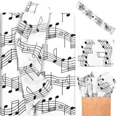 100Sheets Musical Notes Tissue Paper Black White Staff Pattern Gift Wrapping Tissue for Birthday Party Baby Shower Wedding Bridal Shower DIY Craft, 19.7 x 13.8 Inch