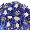 PAPER FAIR 1LB Christmas Royal Blue Crinkle Cut Paper Shred Filler w/Polar Bear Confetti, Silver Iridescent Glitter Strand Raffia Tissue, Xmas Tree Gift Box Basket Packaging Wrap Bedding Cushion view 1