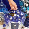 PAPER FAIR 1LB Christmas Royal Blue Crinkle Cut Paper Shred Filler w/Polar Bear Confetti, Silver Iridescent Glitter Strand Raffia Tissue, Xmas Tree Gift Box Basket Packaging Wrap Bedding Cushion view 2