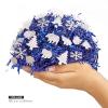 PAPER FAIR 1LB Christmas Royal Blue Crinkle Cut Paper Shred Filler w/Polar Bear Confetti, Silver Iridescent Glitter Strand Raffia Tissue, Xmas Tree Gift Box Basket Packaging Wrap Bedding Cushion view 3