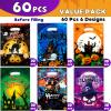 HAPMARS 60 Pcs Halloween Goodie Bags,Trick or Treat Bags Bulk Plastic Candy Bag with Handle 6 Designs, Pumpkin Halloween Snack Cookie Gift Bag Party Favors Event Supplies for Boys Girls Kids Adult view 3