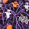 PAPER FAIR 16oz Halloween Crinkle Paper Filler, Black Purple Iridescent Glitter Strand Raffia Shred w/Orange Ghosts Trick or Treat Confetti, Candy Gift Wrapping Basket Box Craft Bedding Cushion view 1