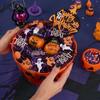 PAPER FAIR 16oz Halloween Crinkle Paper Filler, Black Purple Iridescent Glitter Strand Raffia Shred w/Orange Ghosts Trick or Treat Confetti, Candy Gift Wrapping Basket Box Craft Bedding Cushion view 3