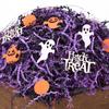PAPER FAIR 16oz Halloween Crinkle Paper Filler, Black Purple Iridescent Glitter Strand Raffia Shred w/Orange Ghosts Trick or Treat Confetti, Candy Gift Wrapping Basket Box Craft Bedding Cushion view 4
