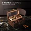 Woodronic Cigar Humidor for 120 Counts with LED Light, Digital Hygrometer, Crystal Gel Humidifier, Humidor Solution, Spanish Cedar Lined & Dividers, Desktop Cigar Case Gift for Men view 3