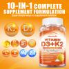 Vitamin D3 K2 Gummies for Adults - Vitamin D3 5000IU + K2 (MK-7) 120mcg - Sugar-Free D3 and K2 Supplements with Omega-3, Methyl B12, B9, B6, Vitamins E & Zinc - for Calcium Absorption & Immune Health view 3