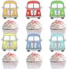 18 Pieces Bus Cupcake Toppers Kids Happy Birthday Retro Classic Car Decorations Boys and Girls Birthday Party Baby Shower Transportation Decorations view 1